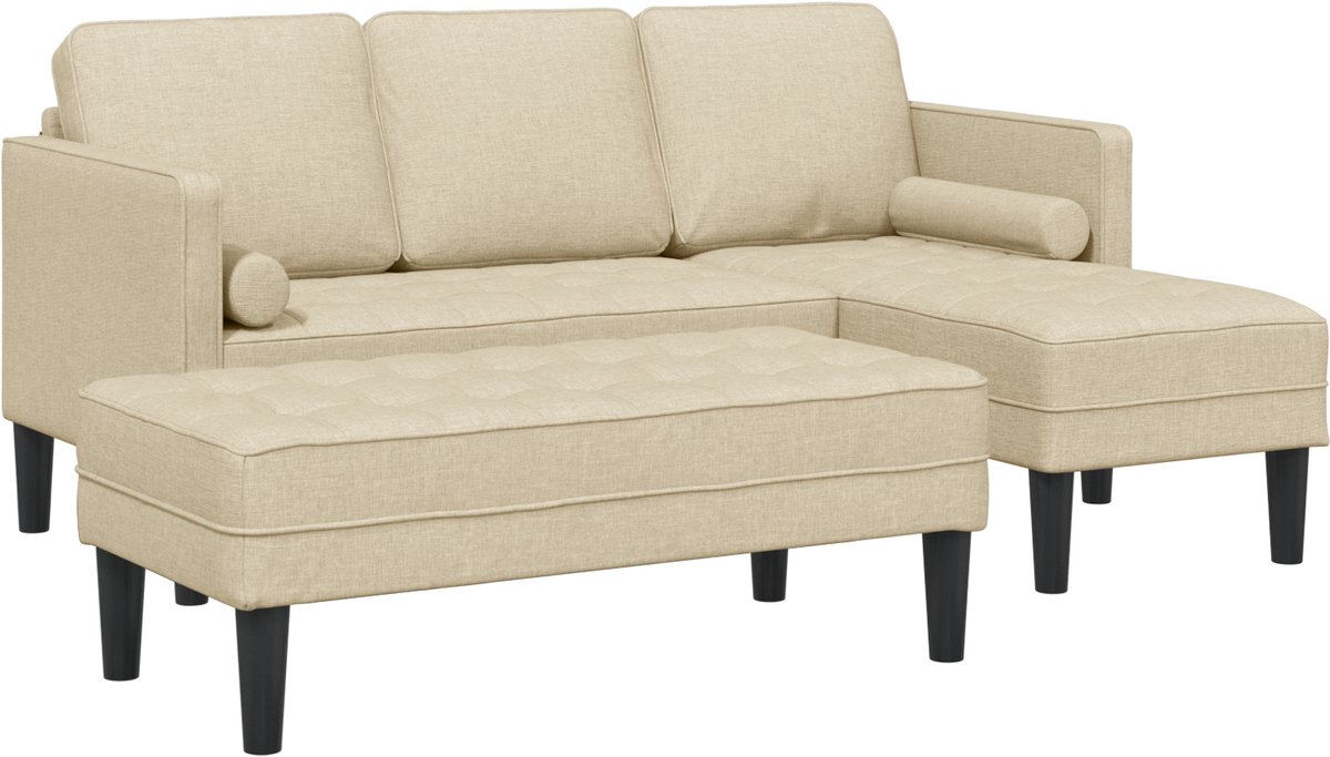 vidaXL - Bankstel - 2 - st - Crème - Polyester
