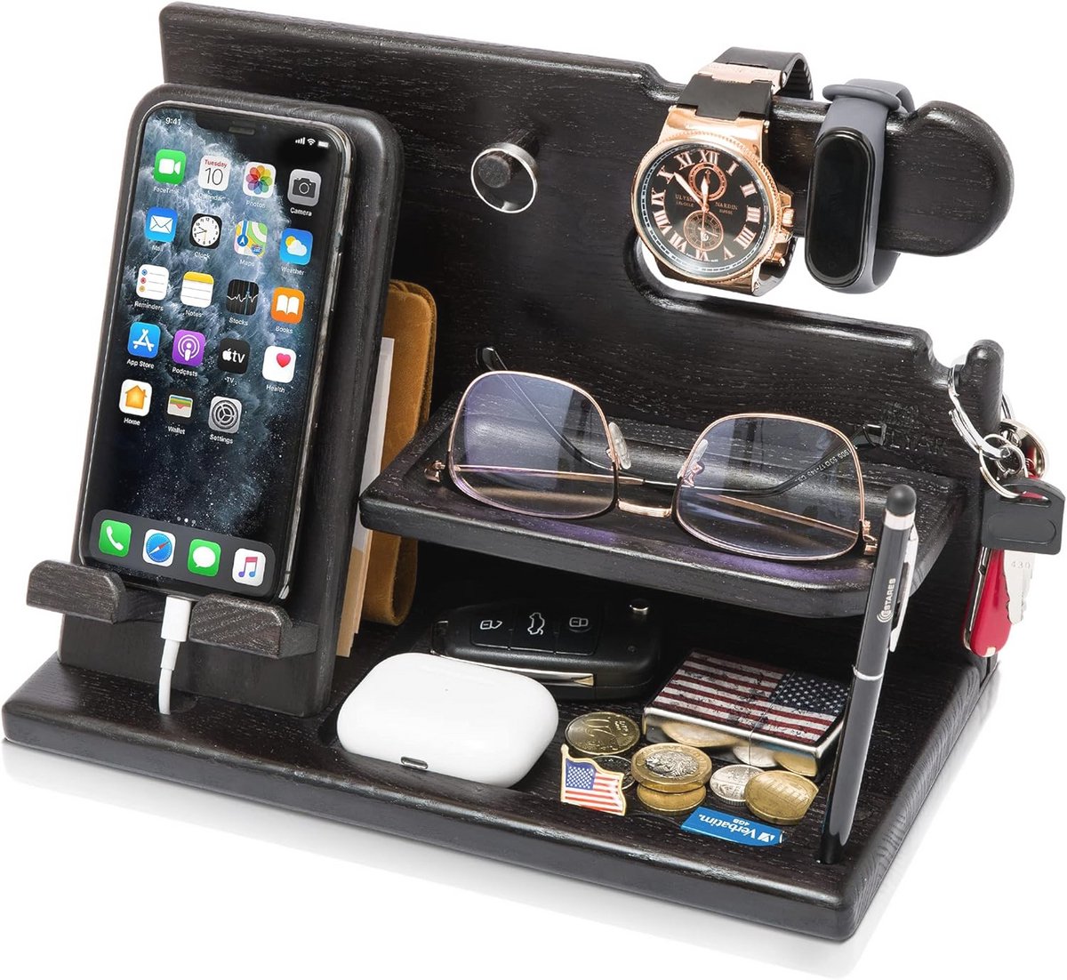 Telefoonhouder als portemonnee en horloge organizer - cadeau voor mannen en vrouwen - multifunctionele houder