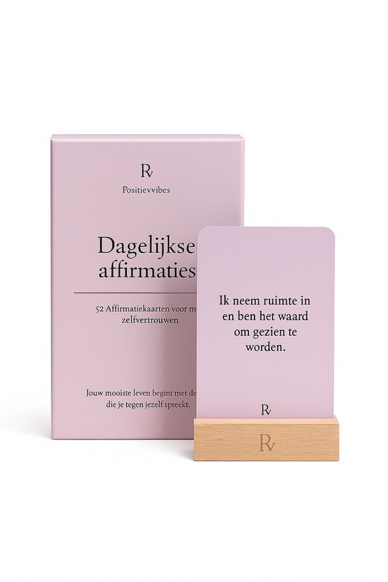 Positievevibes Zelfvertrouwen-serie – Affirmatiekaarten – 52 kaarten – Met houten standaard – Voor zelfvertrouwen & innerlijke kracht