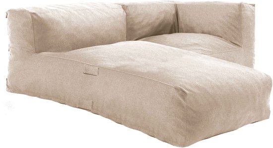 Oviala - Salon de jardin modulable avec 1 fauteuil d'angle et 1 chaise longue beige - Mixi