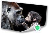 Gorilla en jong intiem moment - Apen wanddecoratie - Poster gorilla - Hyperrealisme - Woonkamer poster - Posterprints - poster 100x70 cm