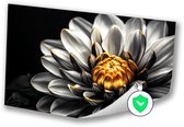 Witte bloem met gouden accenten - Bloem posters - Poster natuur - Digital Art - Wanddecoratie modern - Wandkunst posters - poster 100x70 cm