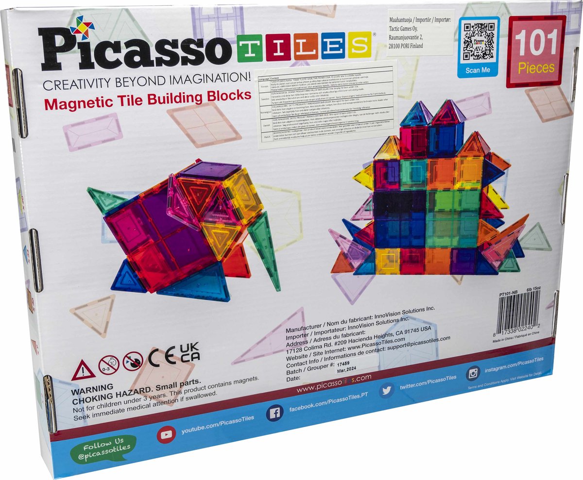 Tactic Picasso Tiles - Constructiespeelgoed - Magnetic Tiles - Magnetische Tegels - Play Set - STEM Speelgoed - Creatief Bouwspeelgoed - 101-Delig - Vanaf 3 Jaar — afbeelding 6