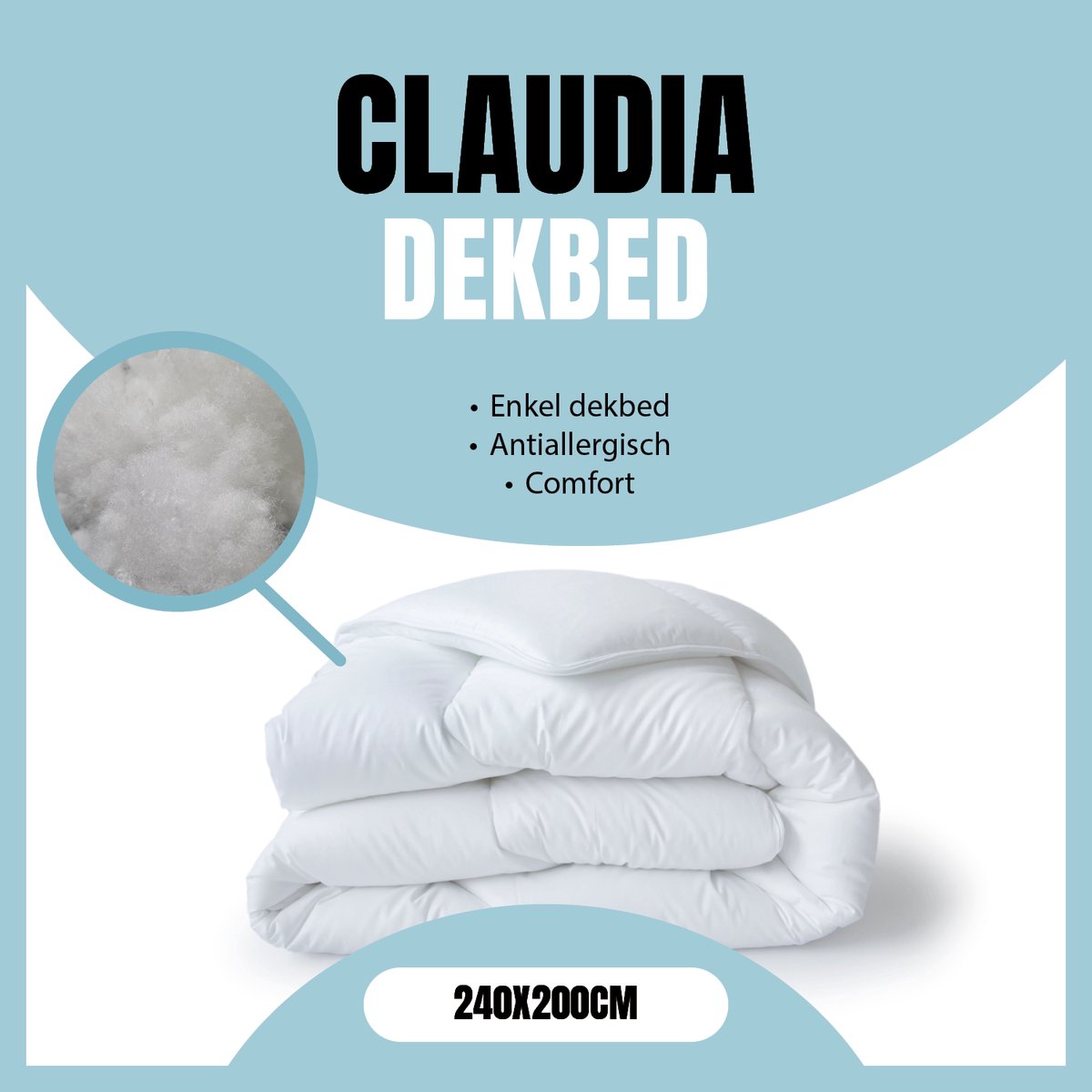Claudia by Eleganzzz Enkel Dekbed - 240x200 cm - Winterdekbed - All Year Dekbed Enkel - Anti Allergie - 500gr/m2 - Enkel Dekbed 240x200 - Lits Jumeaux - Dekbedden