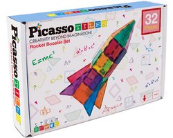 Tactic Picasso Tiles - Constructiespeelgoed - Magnetic Tiles - Magnetische Tegels - Rocket Booster - STEM Speelgoed - Creatief Bouwspeelgoed - 32-Delig - Vanaf 3 Jaar