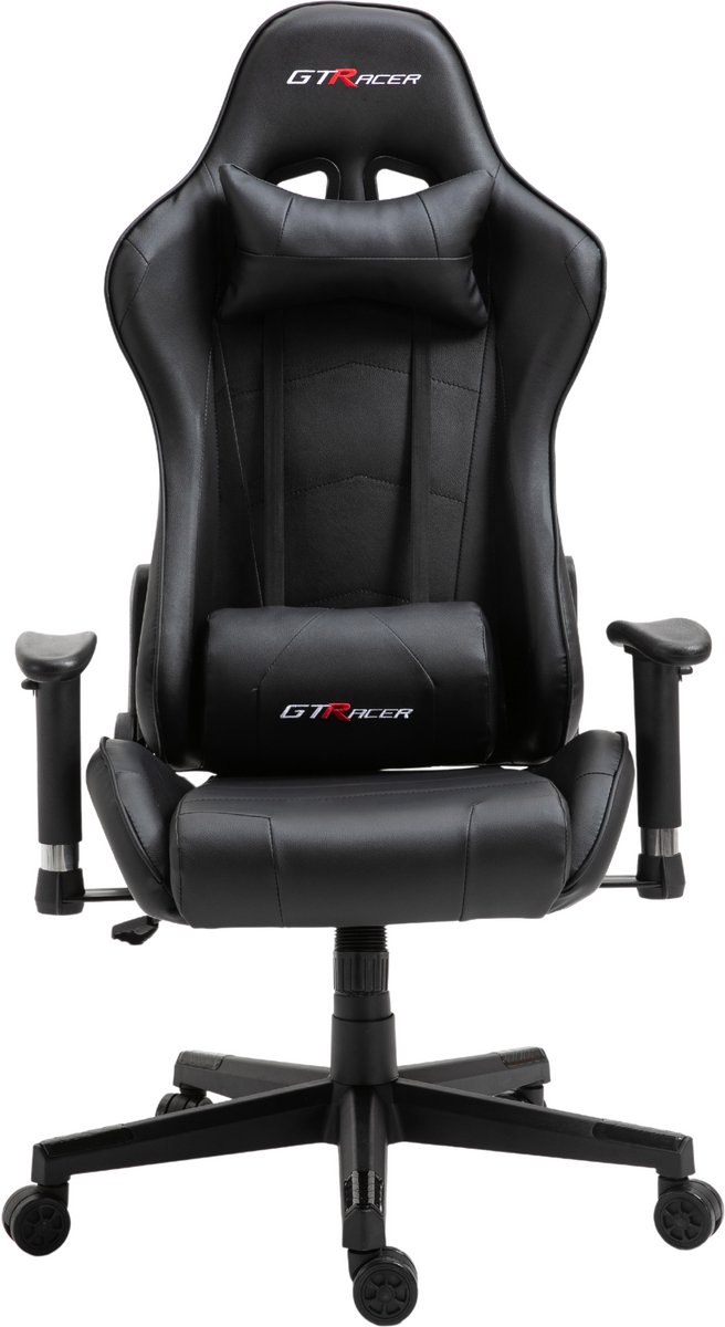 Afbeelding 2 van GTRacer Pro - Game Stoel - Gaming Stoel - Ergonomische Bureaustoel - Gamestoel - Verstelbaar - Gaming Chair - Zwart