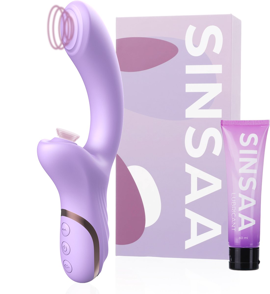 Sinsaa Tarzan Vibrator - Vibrerende Rabbit Vibrator - G-Spot & Luchtdruk Clitoris Stimulator - Vibrators voor vrouwen - 10 Vibratiesnelheden & 10 Zuigfunctie snelheden - Inclusief glijmiddel – Bella – Paars