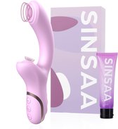 Sinsaa Tarzan Vibrator – Vibrerende Rabbit Vibrator - G-Spot & Luchtdruk Clitoris Stimulator - Vibrators voor vrouwen - 10 Vibratiesnelheden & 10 Zuigfunctie snelheden - Inclusief glijmiddel – Bella – Roze