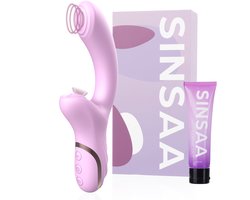Sinsaa Tarzan Vibrator – Vibrerende Rabbit Vibrator - G-Spot & Luchtdruk Clitoris Stimulator - Vibrators voor vrouwen - 10 Vibratiesnelheden & 10 Zuigfunctie snelheden - Inclusief glijmiddel – Bella – Roze