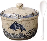 Houten zoutpot met vintage design, inclusief deksel en lepel, ideaal voor het bewaren