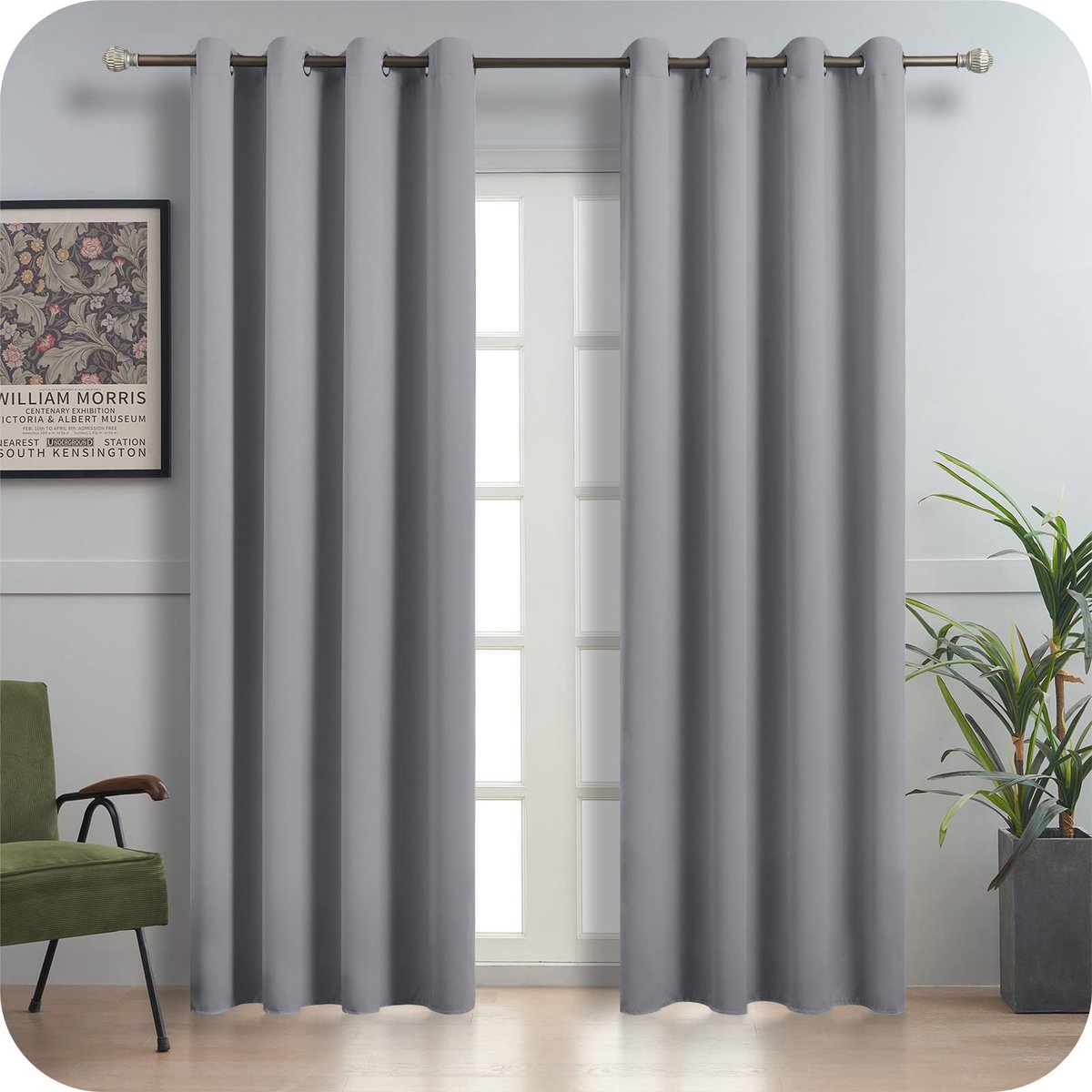 Ibenzoa Verduisteringsgordijn Set van 2, Lichtgrijs, 225 x 140 cm – Voor Privéruimte en Zonbescherming