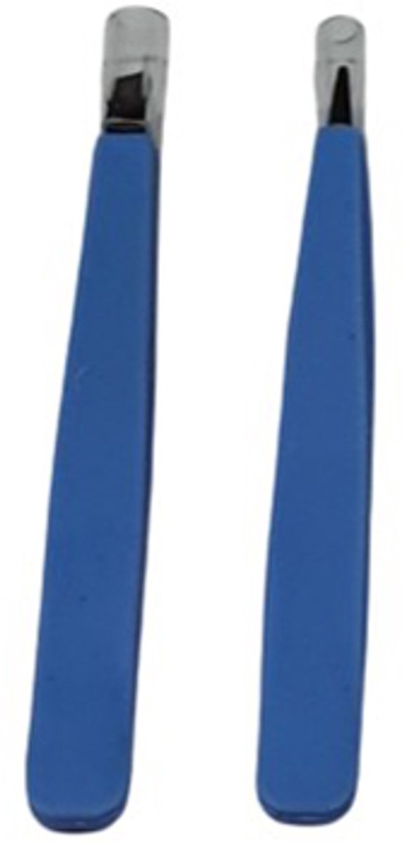 Rojafit - Budget – Pincet set - Punt & Schuin – 9 cm.- set van 2 stuks!!.Blauw