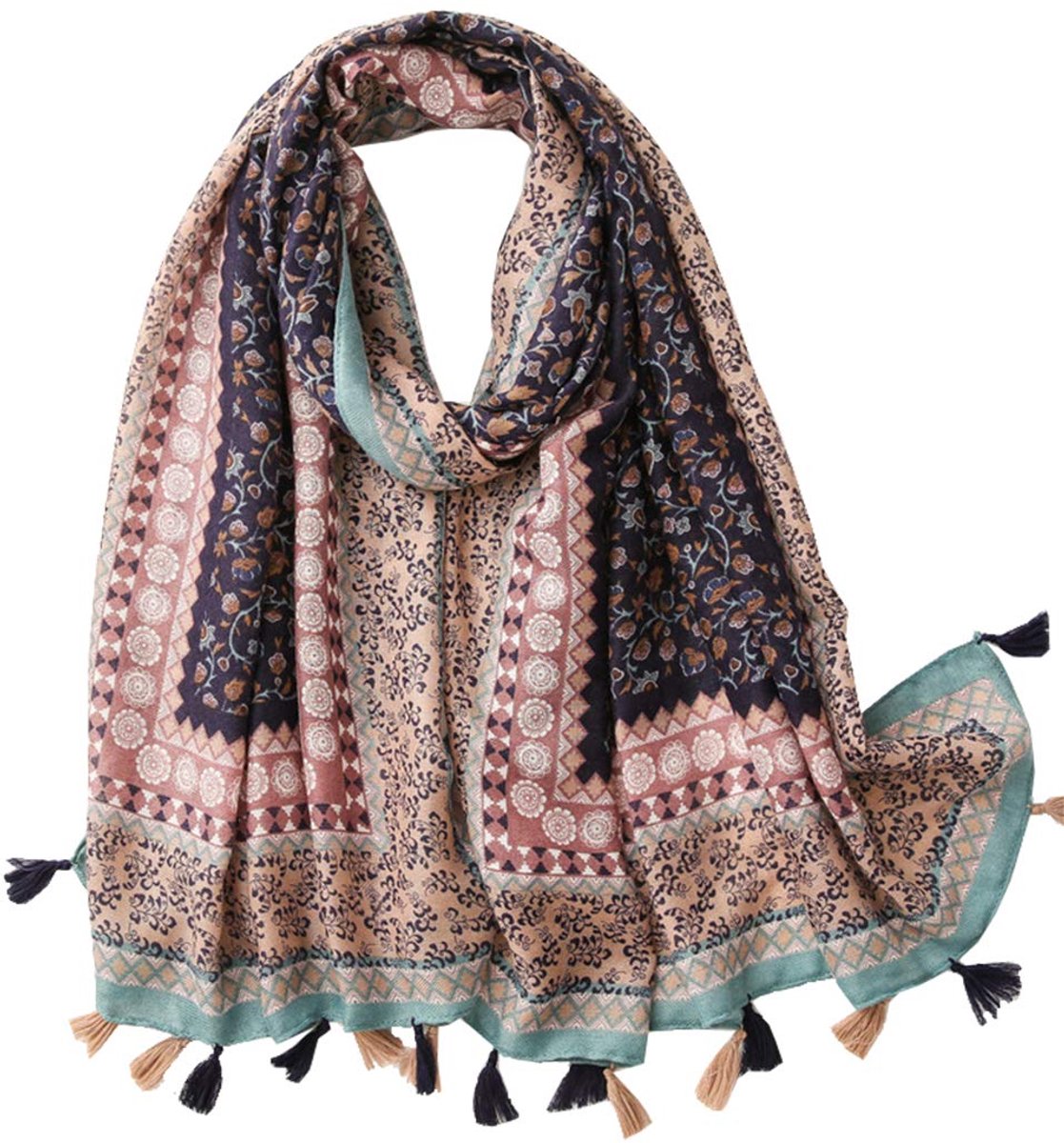 Ibenzoa® Grote Multifunctionele Schouderdoek met Delicaat Bloemenmotief - 180 x 90 cm