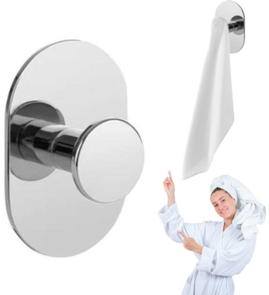 Laveo Miri Serie - Handdoekhouder - Chroom - Zelfklevend - Wandmontage
