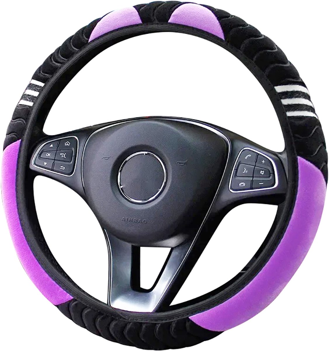 Zachte Stuurhoes Auto 37-38 cm - Zwart Paars - Universeel - Kasey Products