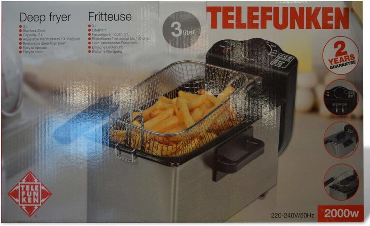 Telefunken Deep fryer 3L 2000W SS - Friteuse | bol.com