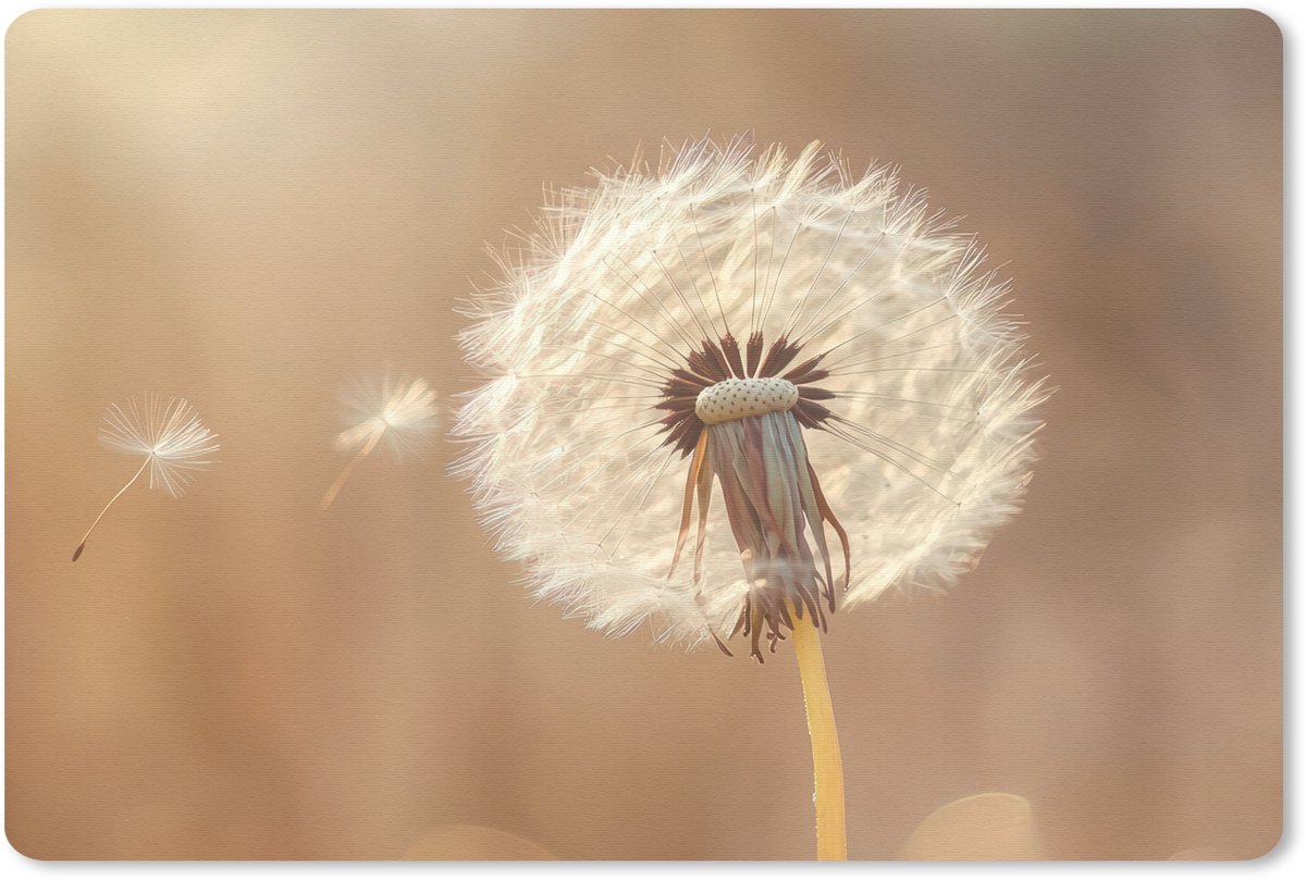 Muismat 27x18 cm - Mousepad Paardenbloem - Beige - Natuur - Bloem - Muismatten