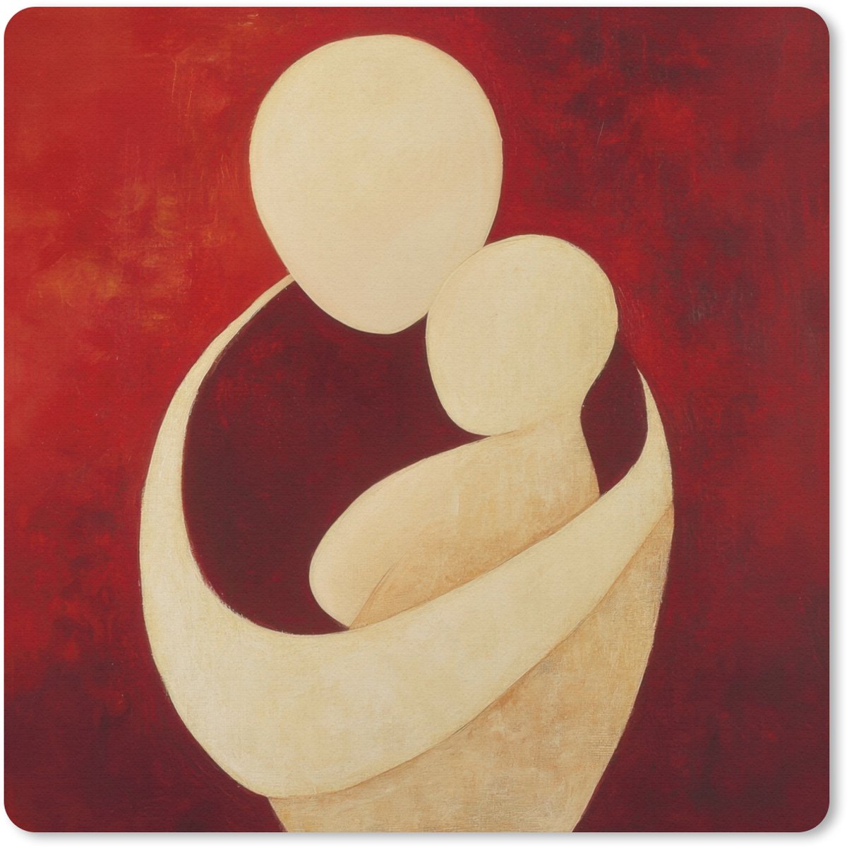Muismat 20x20 cm - Mousepad Abstract - Moeder - Kind - Rood - Muismatten