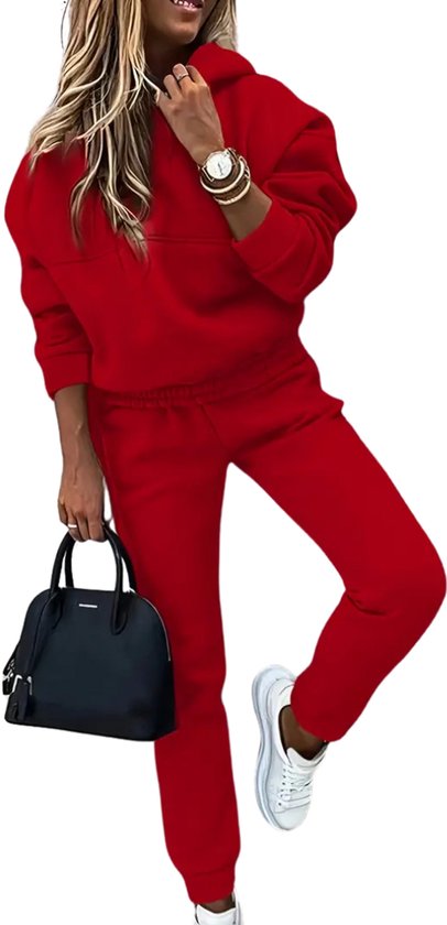 Survêtement Nivard Femme - Survêtement - Adultes - Capuche - Pantalon de jogging - Pantalons de jogging - Sweat à capuche - Rouge - Taille M