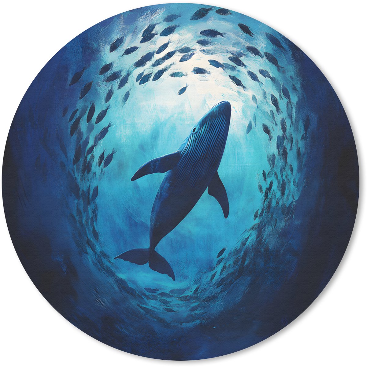 Muismat rond 40x40 cm - Mousepad Walvis - Vissen - Donkerblauw - Ronde muismatten