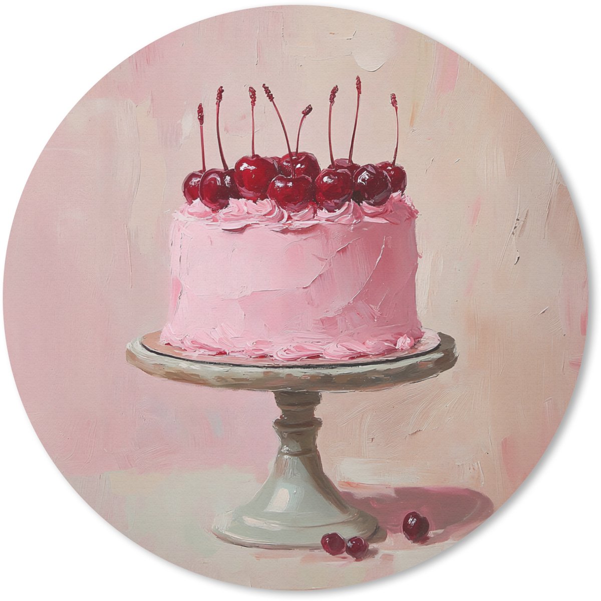 Muismat rond 50x50 cm - Mousepad Taart - Pink - Cherry - Ronde muismatten