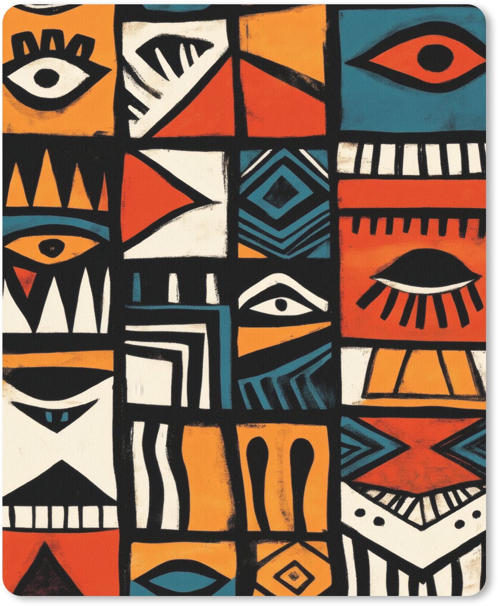 Muismat 19x23 cm - Mousepad Abstract - Gezichten - Mozaïek - Muismatten