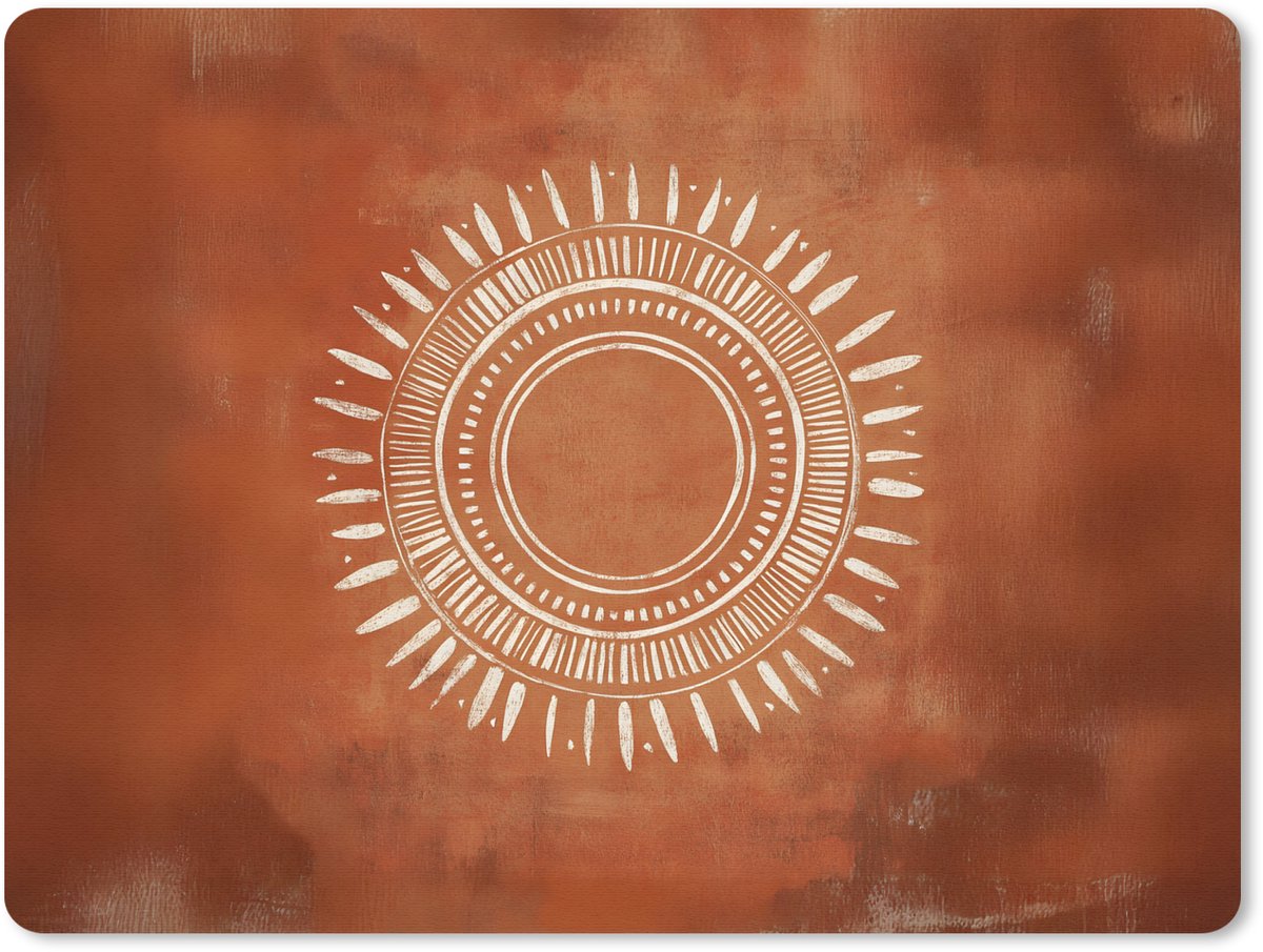 Muismat 23x19 cm - Mousepad Abstract - Lijnen - Zonnestralen - Roodbruin - Muismatten