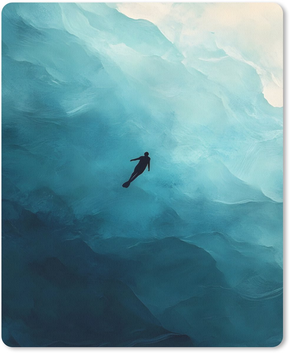 Muismat 19x23 cm - Mousepad Zee - Silhouet - Abstract - Blauw - Muismatten