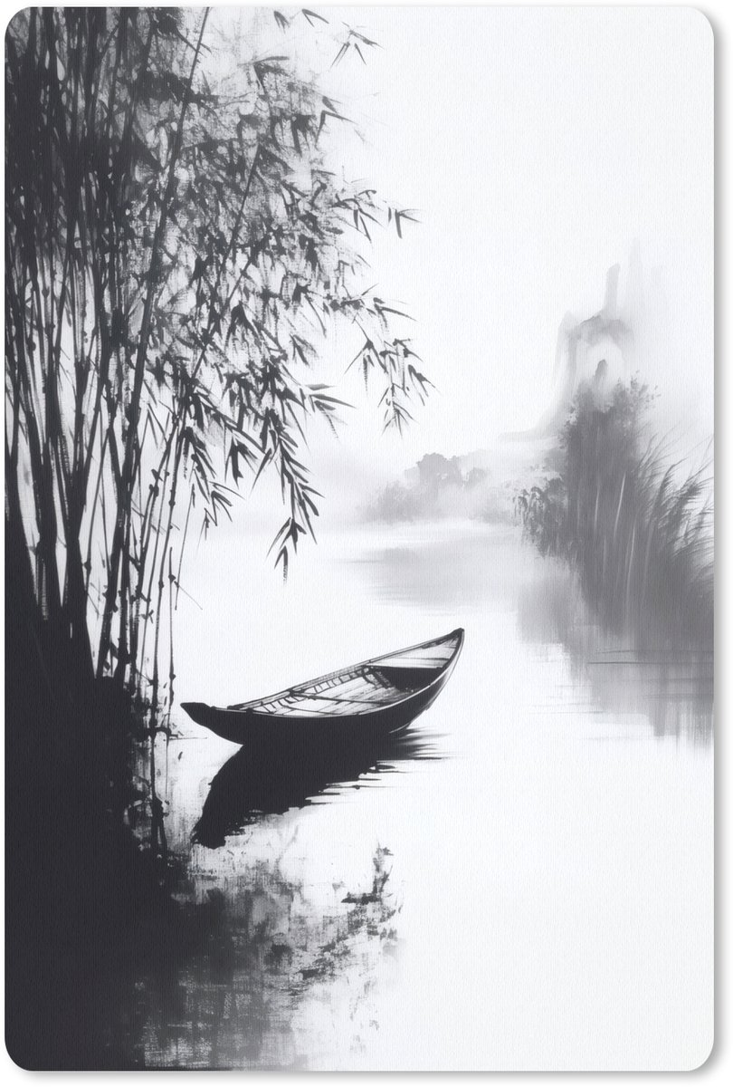 Muismat 18x27 cm - Mousepad Boot - Rivier - Bamboe - Wit - Muismatten