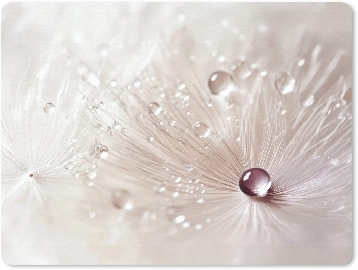 Muismat 23x19 cm - Mousepad Bloem - Abstract - Wit - Water - Natuur - Muismatten