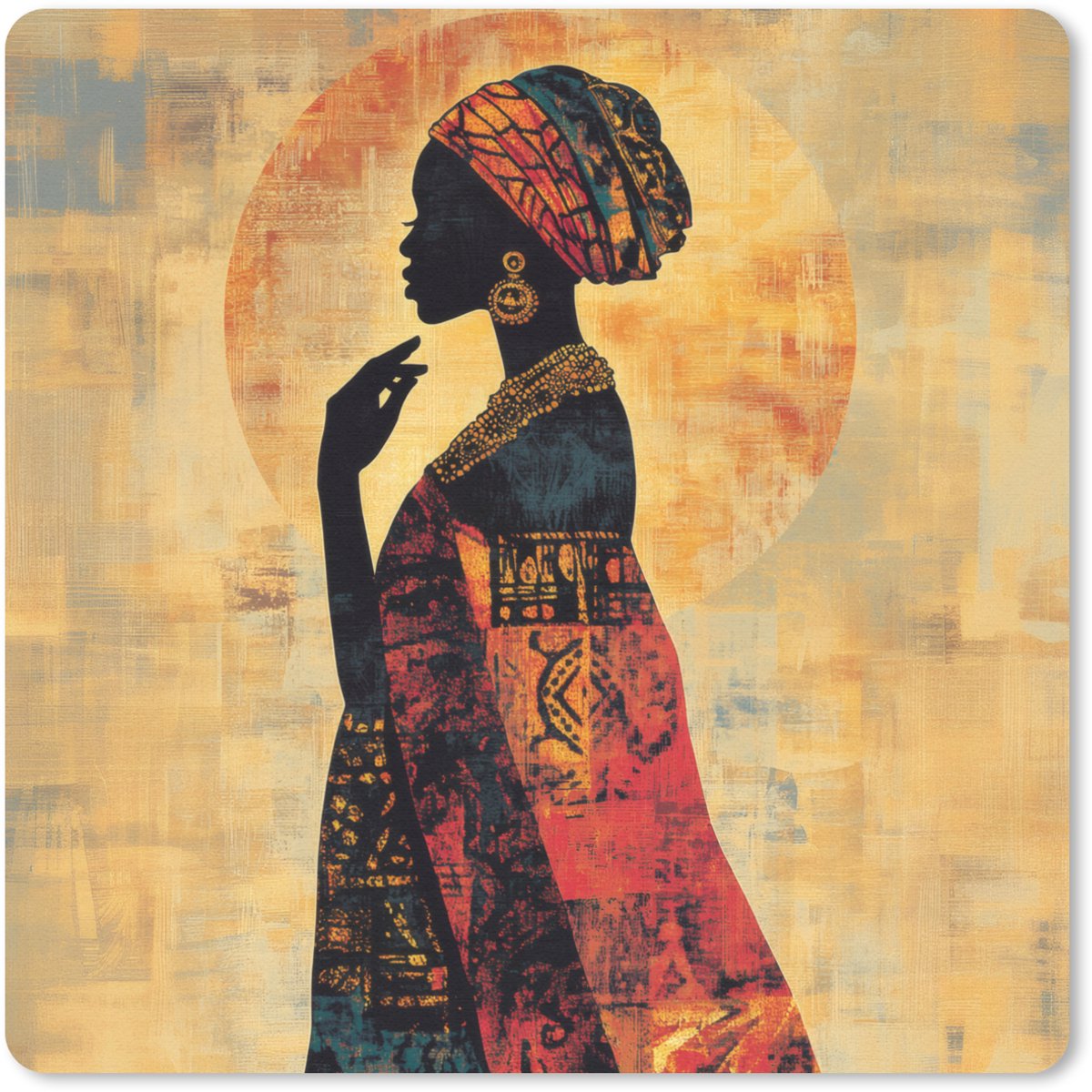 Muismat 20x20 cm - Mousepad Vrouw - Silhouet - Patronen - Sierlijk - Muismatten