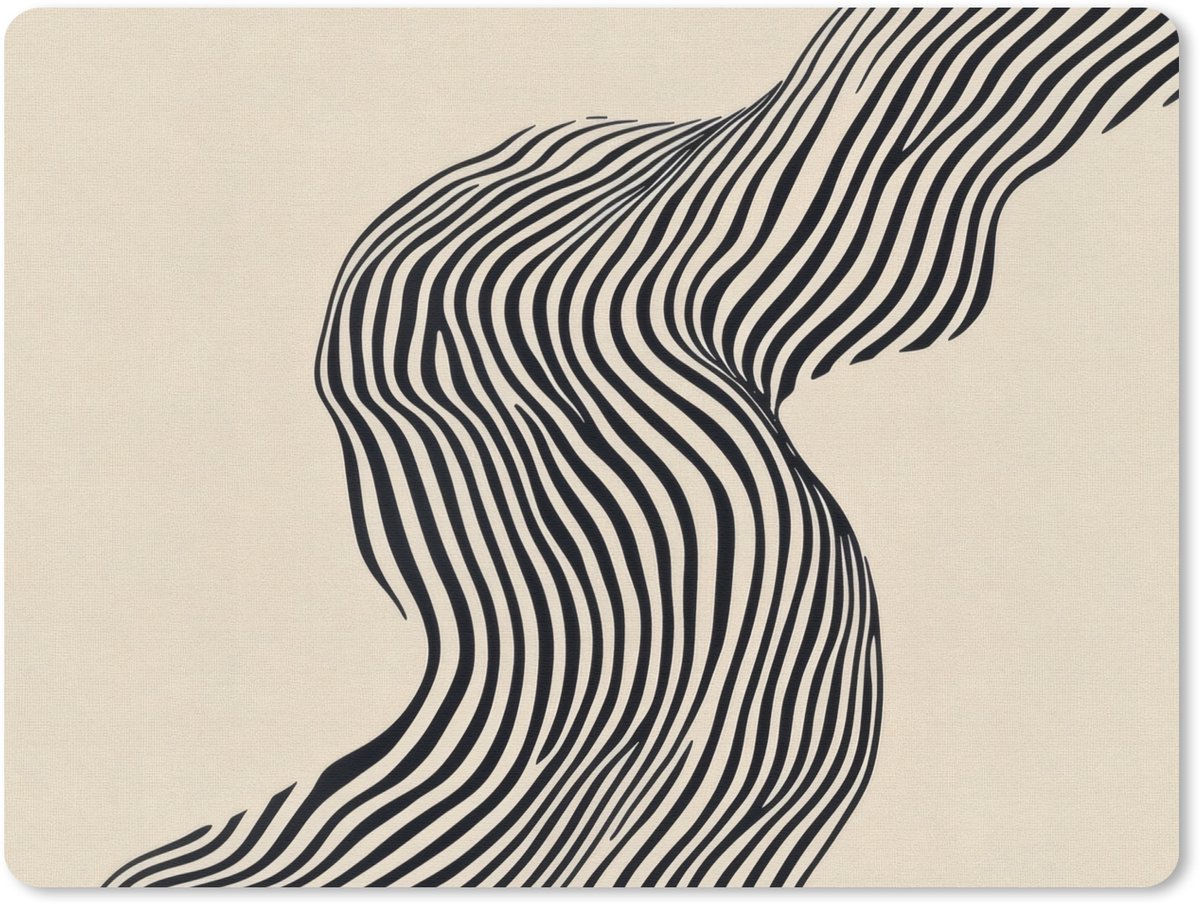 Muismat 23x19 cm - Mousepad Golvend - Lijnen - Abstract - Silhouet - Muismatten