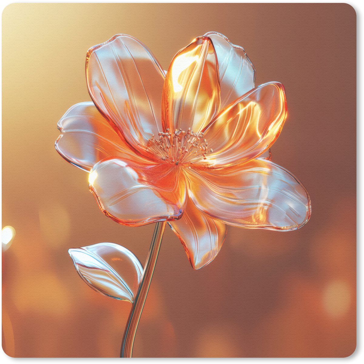 Muismat 30x30 cm - Mousepad Glazen - Bloem - Zonlicht - Muismatten