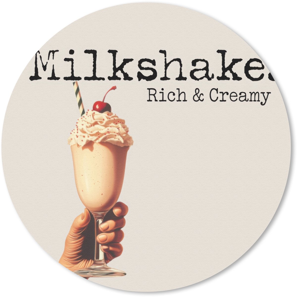 Muismat rond 40x40 cm - Mousepad Milkshake - Kers - Rietje - Ronde muismatten