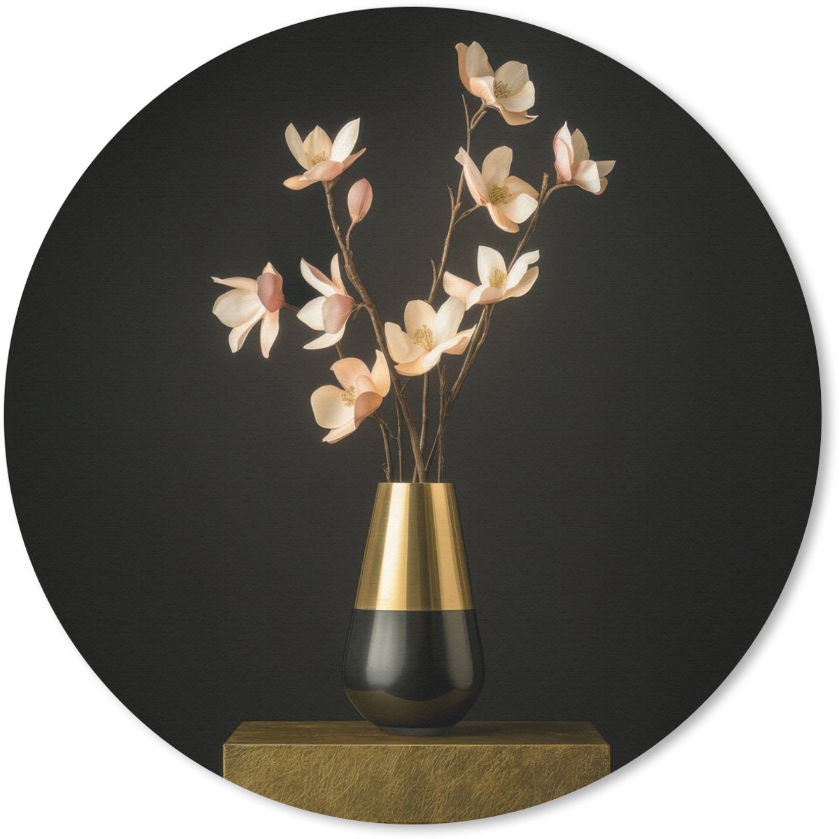 Muismat rond 30x30 cm - Mousepad Sierlijk - Boeket - Goud - Vaas - Ronde muismatten
