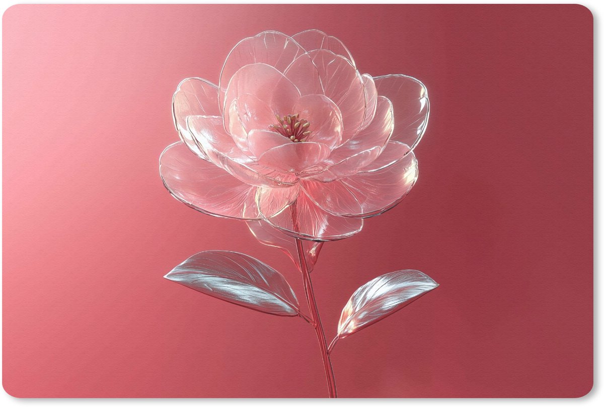 Muismat 27x18 cm - Mousepad Sierlijk - Bloem - Roze - Glazen - Muismatten