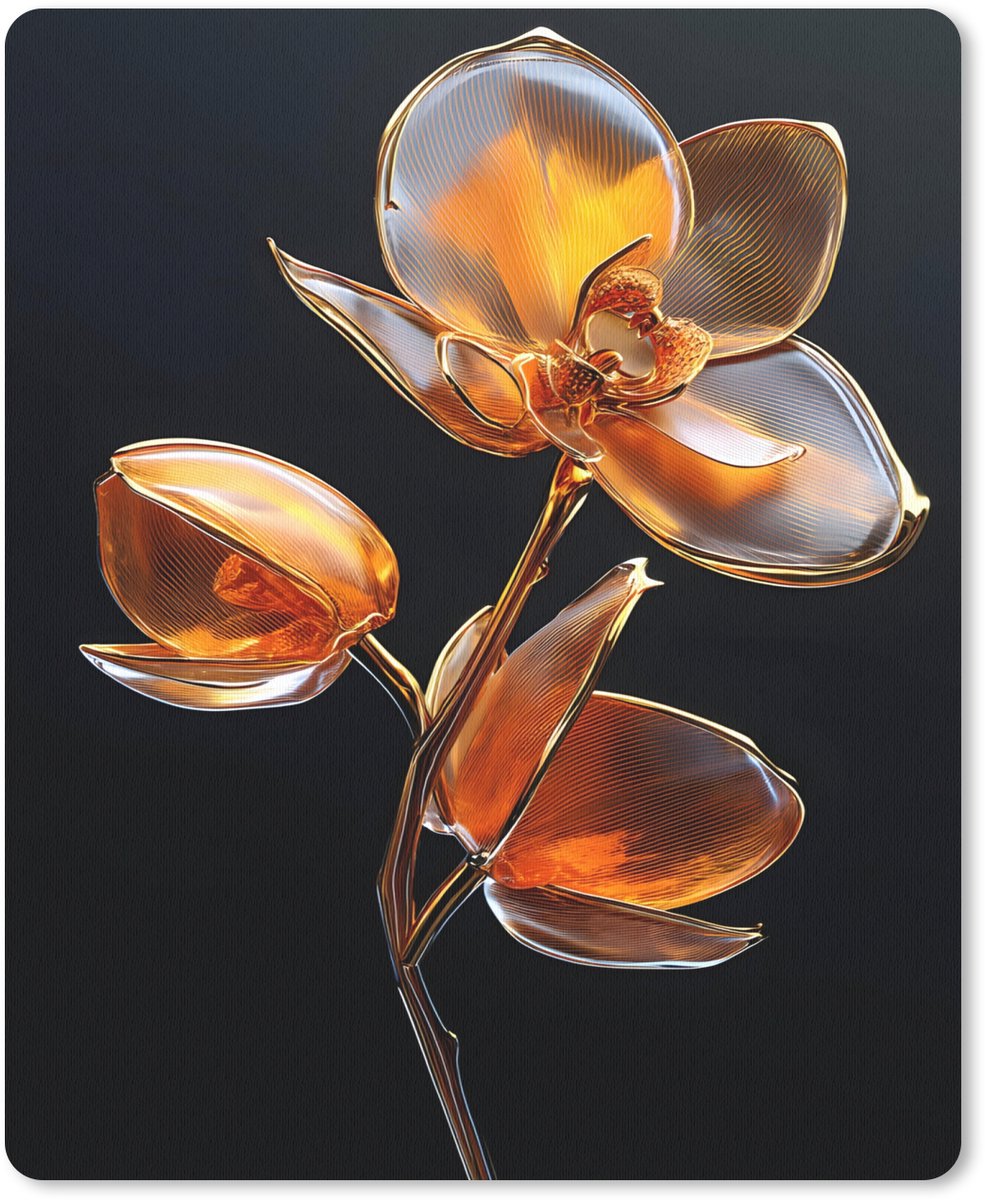 Muismat 19x23 cm - Mousepad Bloem - Orchidee - Oranje - Muismatten