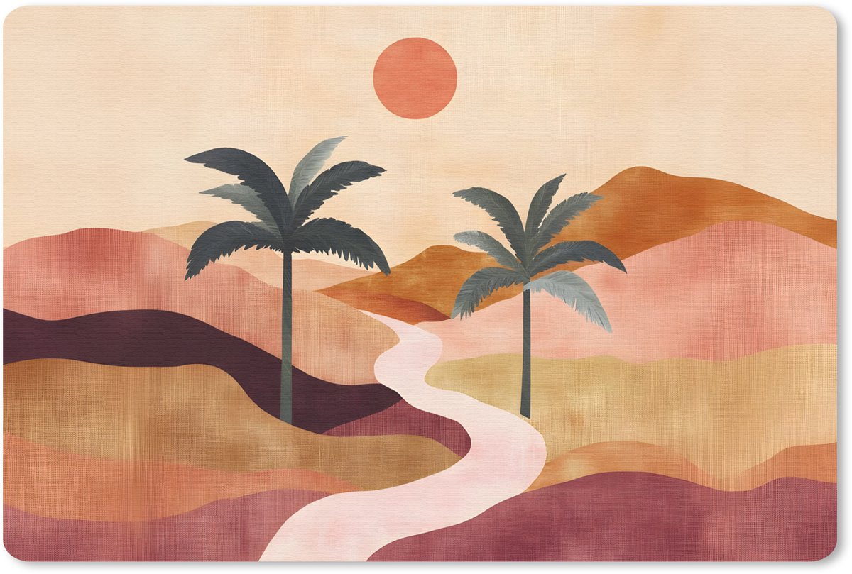Muismat 27x18 cm - Mousepad Heuvels - Palmbomen - Abstract - Muismatten