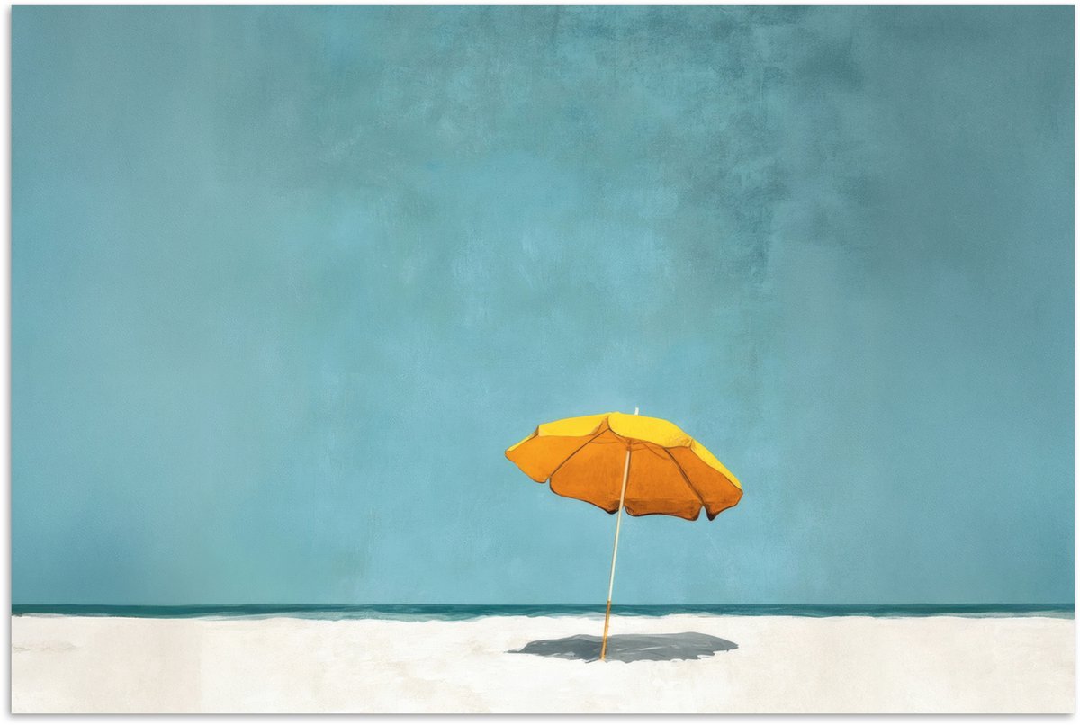 Poster 60x40 cm - Parasol - Geel - Strand - Zee - Posters - Kamer decoratie - Wanddecorati