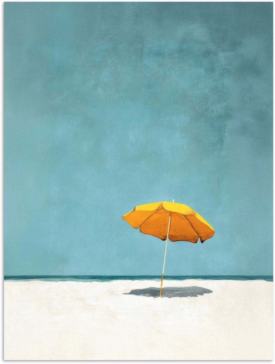 Poster 120x160 cm - Parasol - Geel - Strand - Zee - Posters - Kamer decoratie - Wanddecora