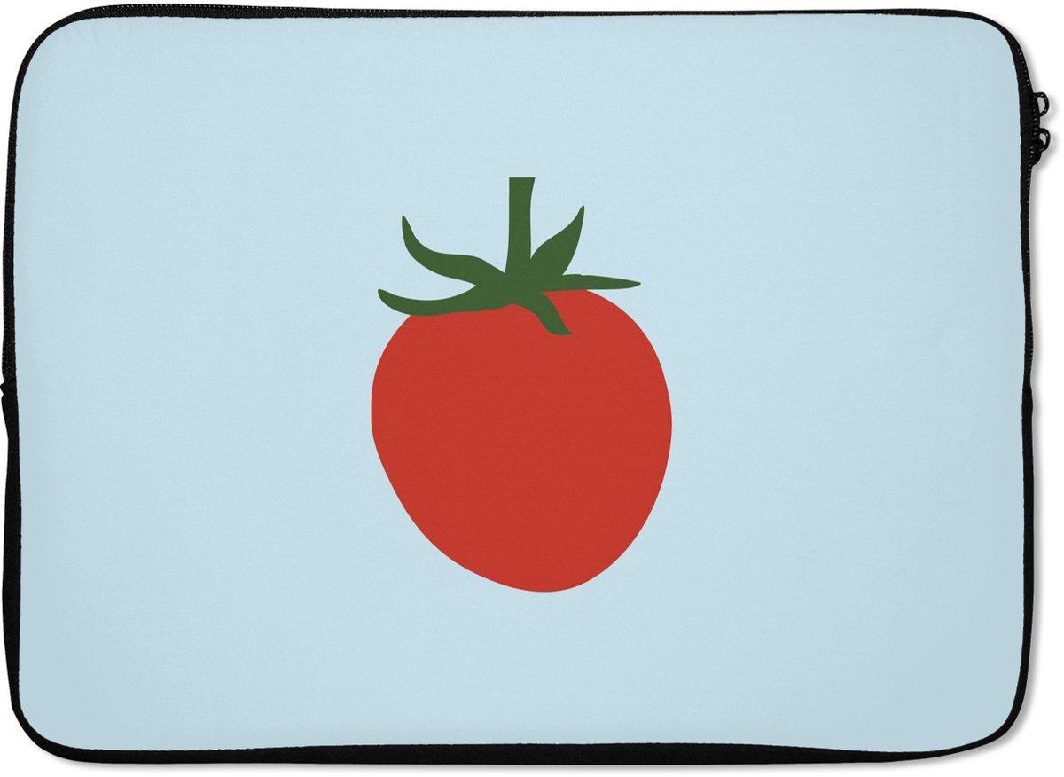 Laptophoes 14 inch - Rood - Tomaat - Groente - Laptop sleeve - Binnenmaat 33x23 cm - Zwarte achterkant
