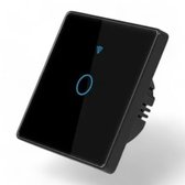 Smart WiFi Touch Lichtschakelaar Zwart | 1-knop | Geen Nuldraad Nodig | Geharde glazen paneel | Alexa & Google Home | RF433 Ondersteuning
