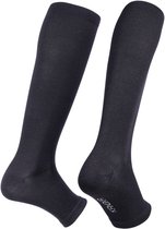 KANGKA® Compressiekousen met Open Teen Maat L - Compressie Sokken - Steunkousen voor Hardlopen, Wandelen, Vliegtuig - Unisex - Zwart
