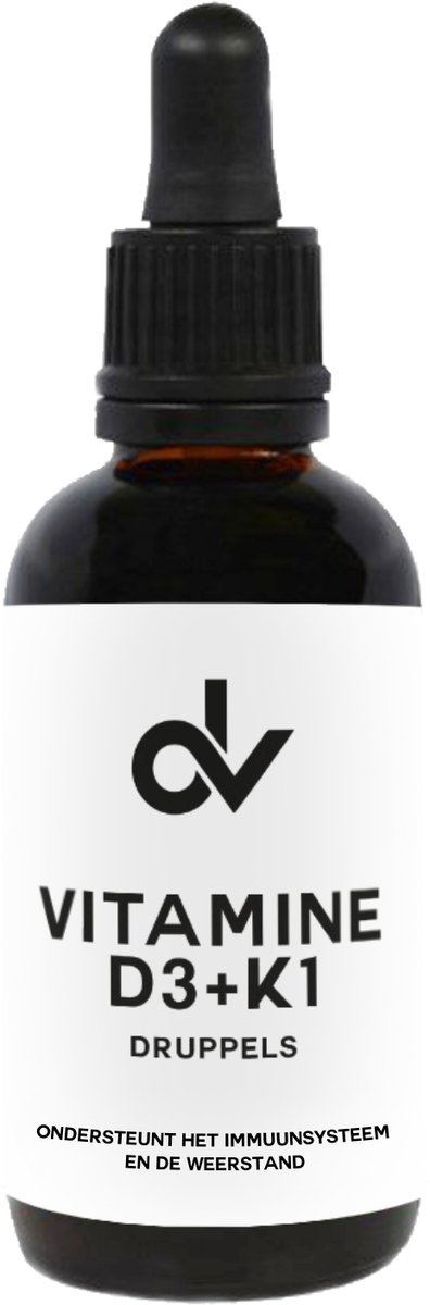 DV - Vitamine D3 + K1 Druppels – DV - 50 ml – Voor Sterke Botten & Weerstand