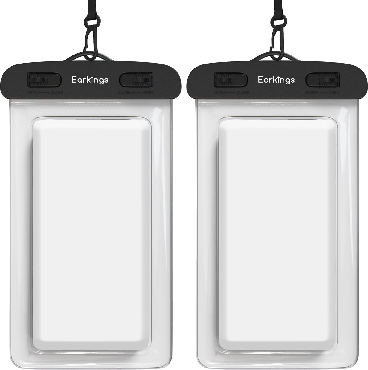 Waterdichte telefoonhoesjes - Drybag Set van 2 stuks - Onderwater Hoesje Telefoon voor Alle Telefoons - Waterdicht telefoonhoesje Earkings - Wit