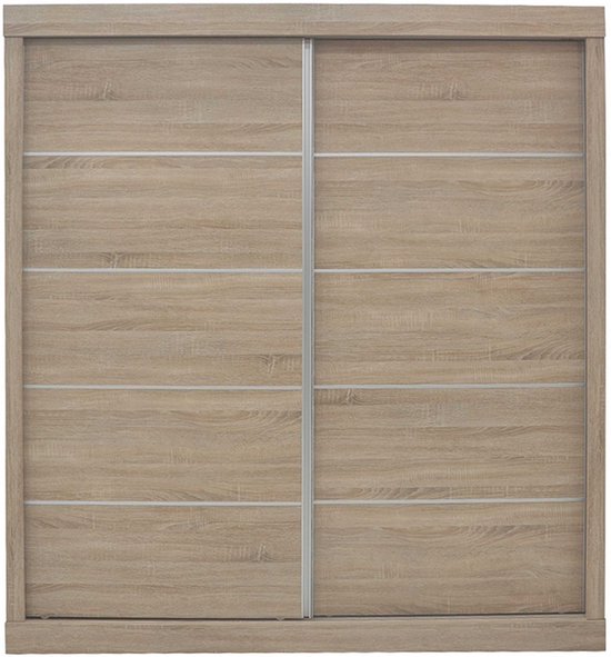Armoire à portes coulissantes 'Mike' - Finition Sonoma | H197.5 x L182.5 x P52.5 cm - Rousseau - Armoires de chambre à coucher - Brun - MDF|Panneaux de particules - Armoires de chambre à coucher
