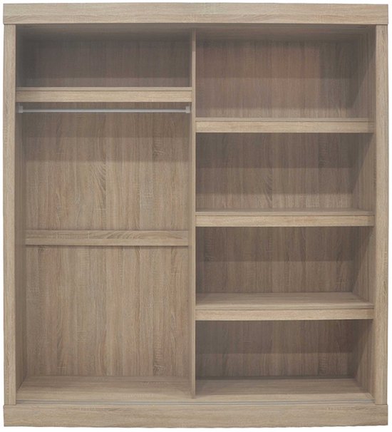 Armoire à portes coulissantes 'Mike' - Finition Sonoma | H197.5 x L182.5 x P52.5 cm - Rousseau - Armoires de chambre à coucher - Brun - MDF|Panneaux de particules - Armoires de chambre à coucher