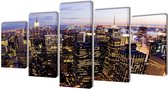 Canvas muurdruk set Horizon New York skyline 200 x 100 cm