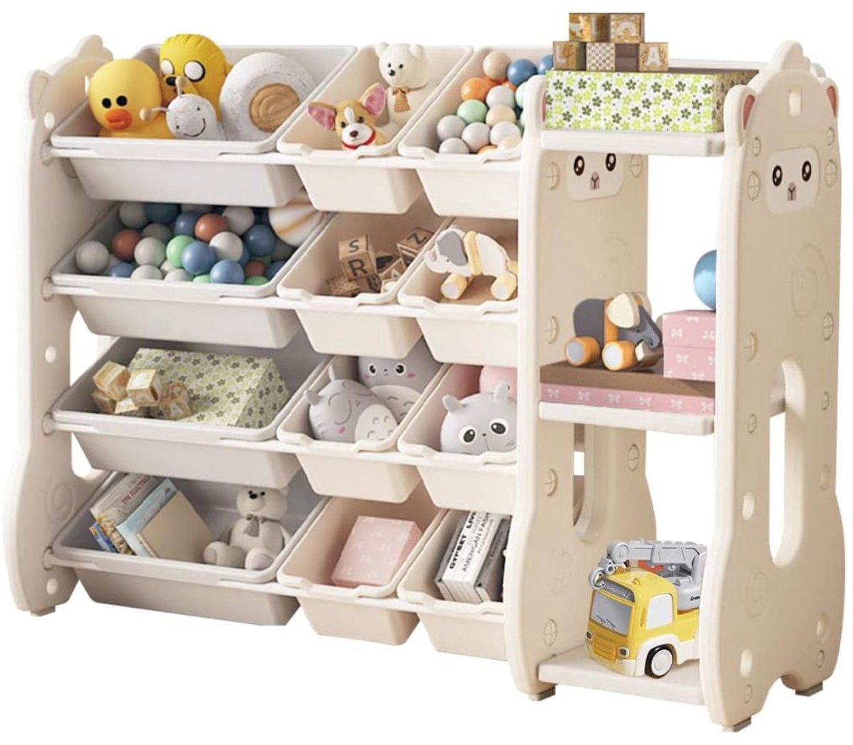 Thuys – Opbergkast Speelgoed – met 4 Verdiepingen – Boekenplank – Beige