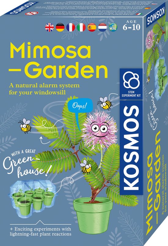 KOSMOS Mimosa Garden - Experimenteerset - Kweek Je Eigen Gevoelige Mimosa Planten - Mini Kas Inclusief Zaden - Ontdek Hoe Planten Reageren op Aanraking - STEM Speelgoed - Vanaf 6 Jaar